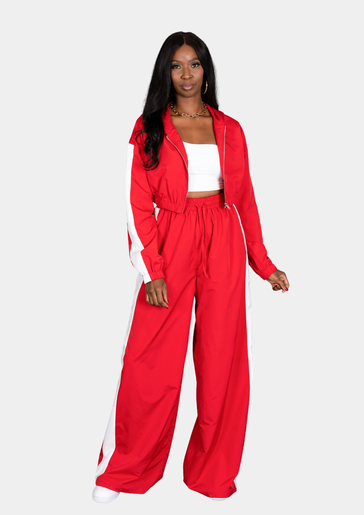 Chill Day Tracksuit - Red & White