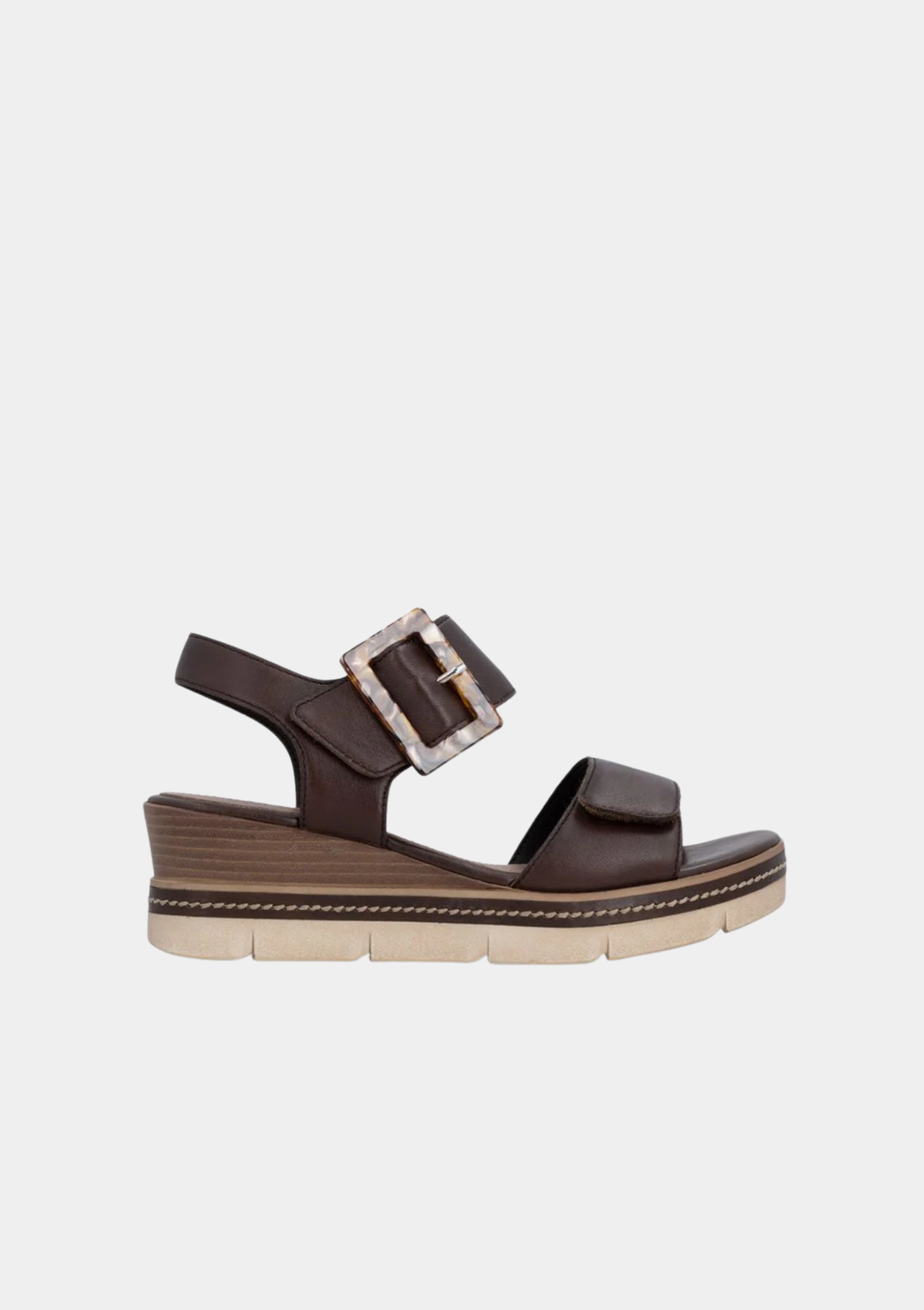 Remonte  Leather Slingback Wedges - Chocolate Brown