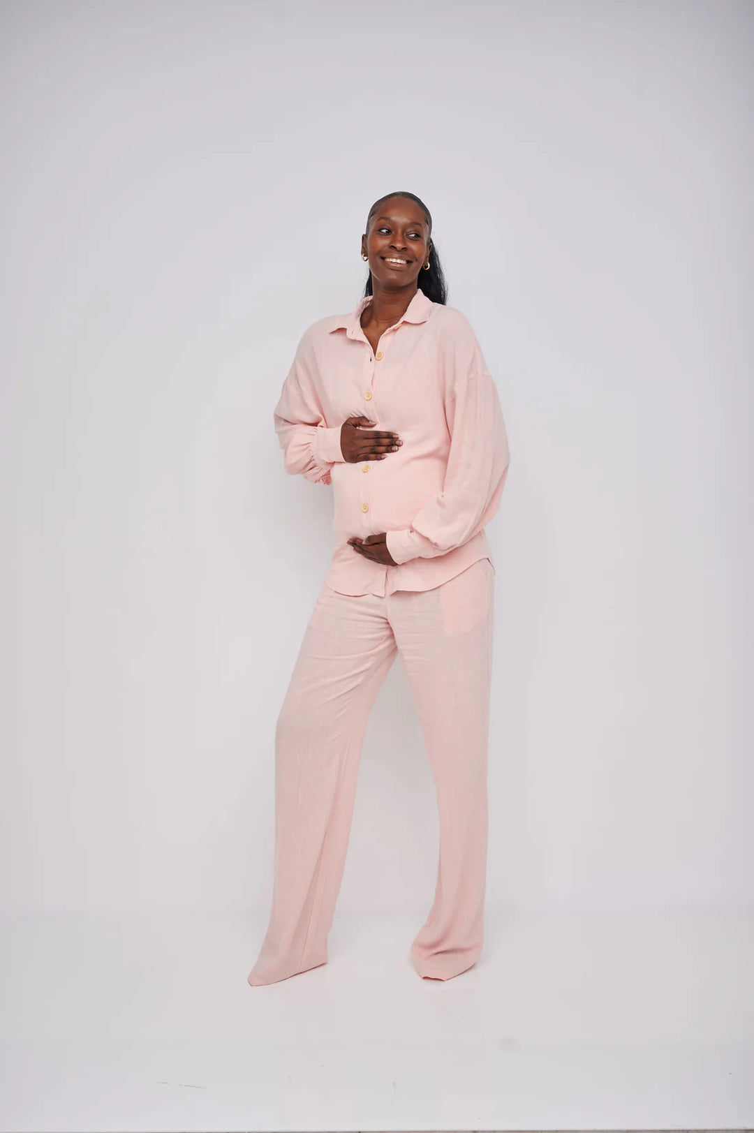 Leilani Tall Maternity Linen Shirt - Blush Pink (Shirt Only)