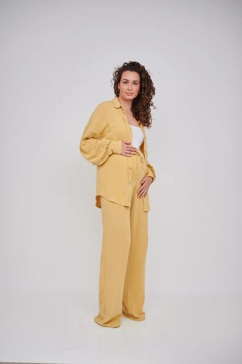 Leilani Tall Maternity Linen Trouser - Mustard Yellow (Trousers Only)