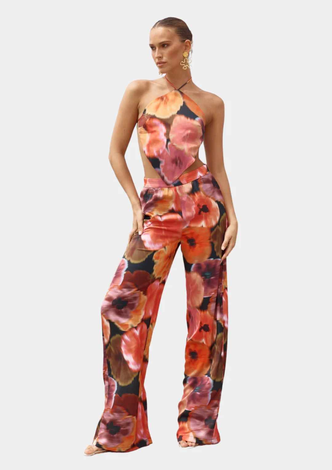 Trinkets Top - Orange Abstract Floral
