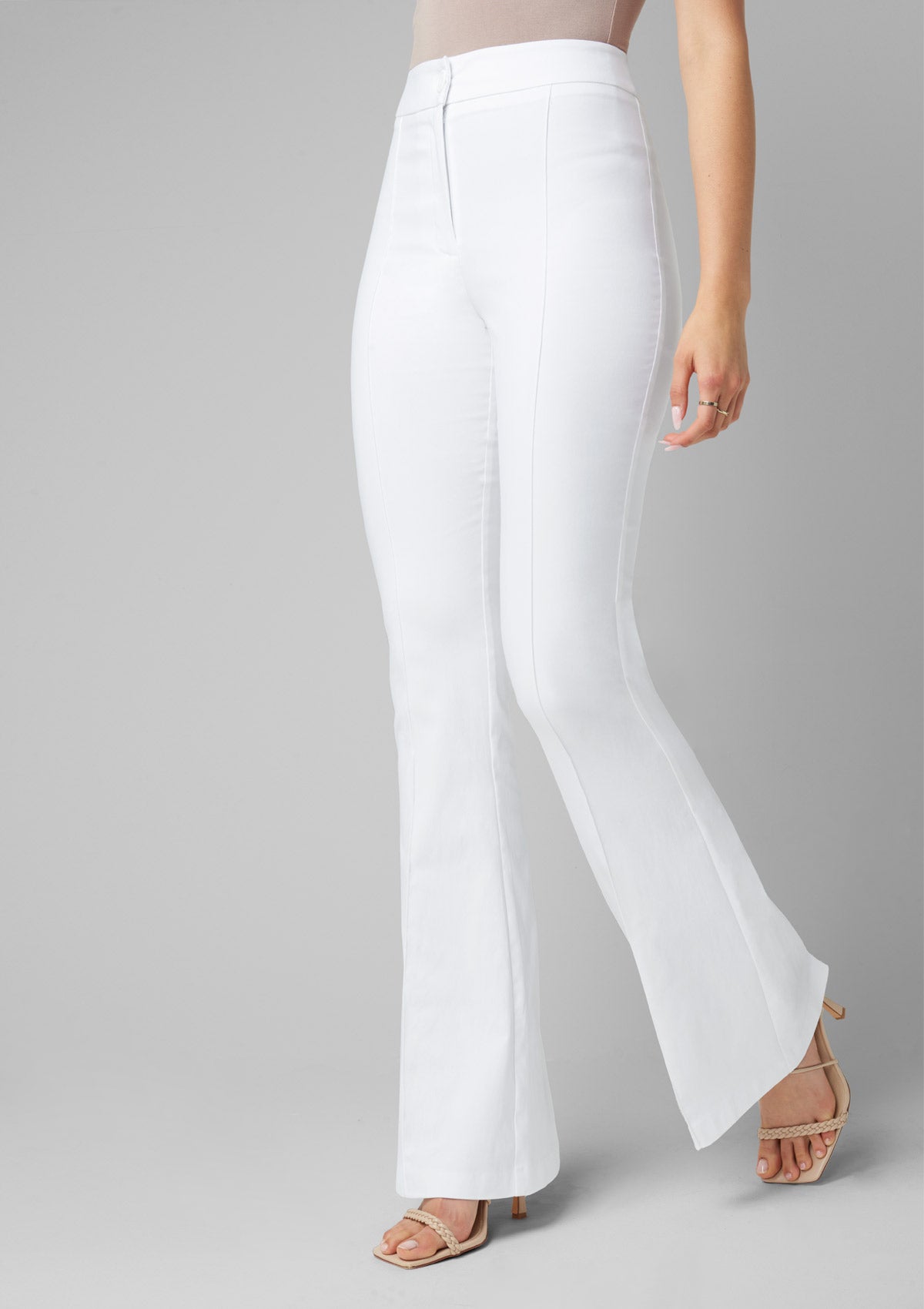Alloy Apparel Tall High Waist Flare Dress Pants for Women in White Size Small