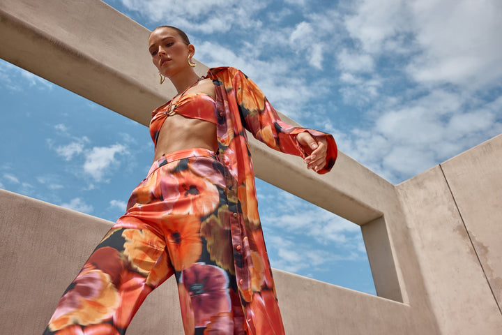 JoJo Pants - Orange Abstract Floral