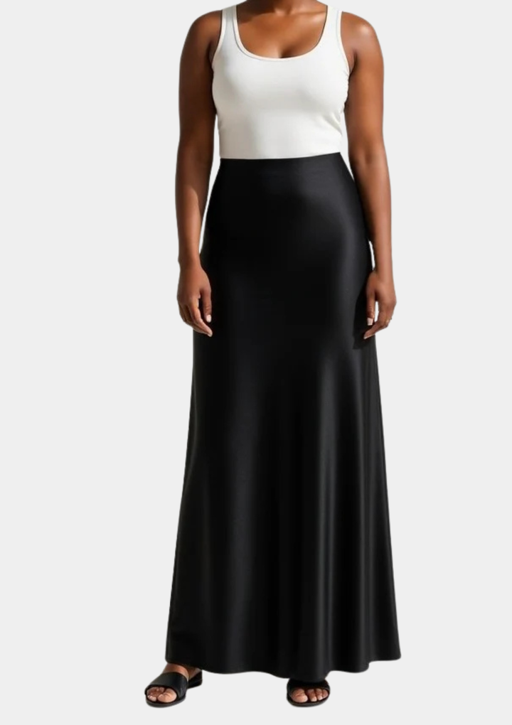 Tall Classic Satin Maxi Skirt  - Midnight Edit
