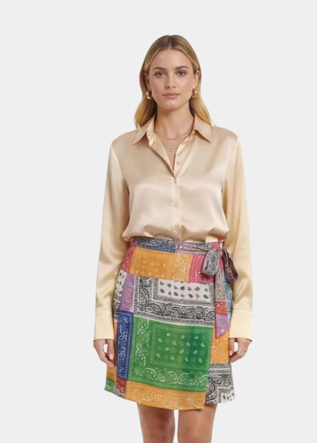 Silk Charmeuse Blouse for Tall Women - Long Sleeves & Extended Length