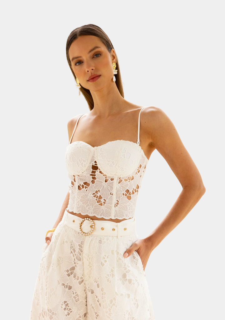 Friends Forever Lace Bustier Top - White
