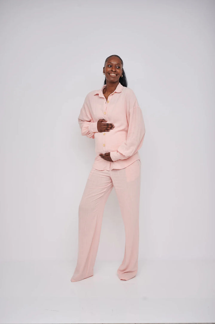 Leilani Tall Maternity Linen Trouser - Blush Pink (Trousers Only)