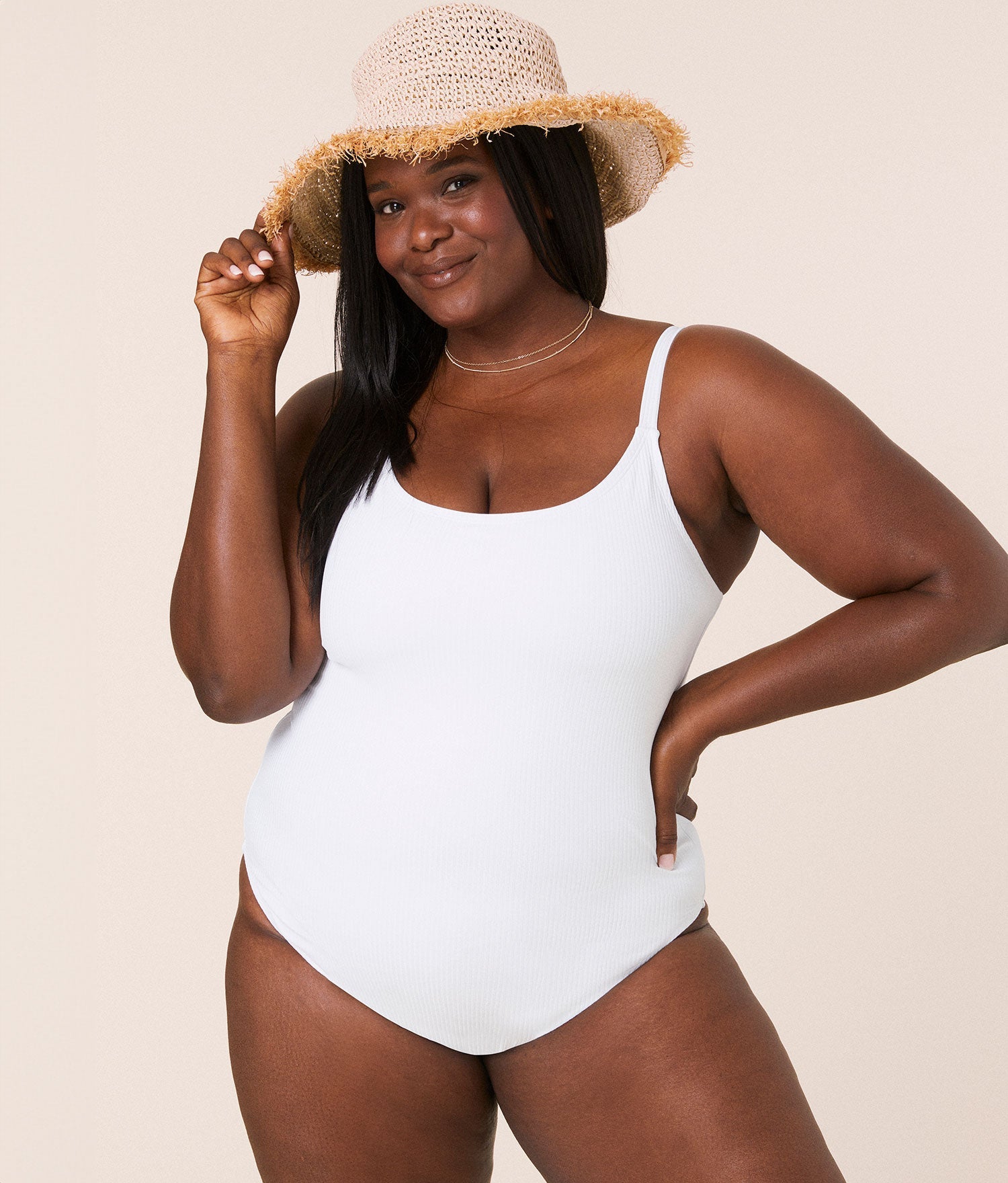 The Amalfi One Piece - Eco Ribbed - White - Long Torso – Tall Size