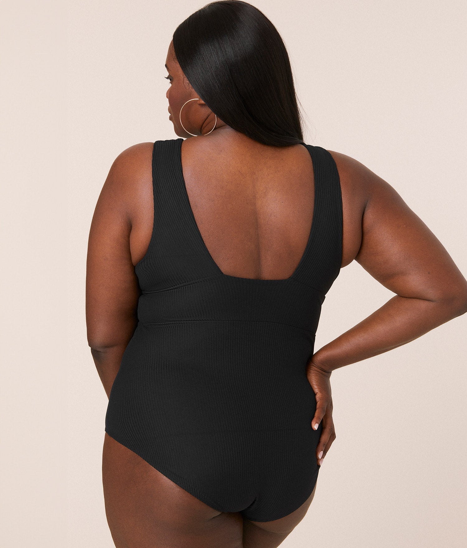 The Mykonos - Ribbed Black One Piece Swimsuit | Tall Size