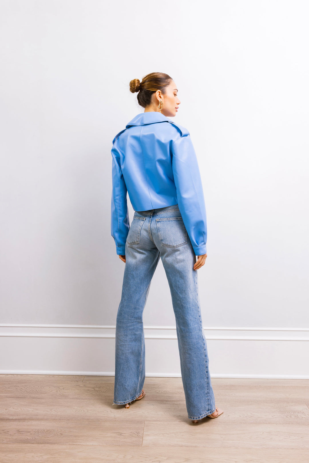 First Love Leather Jacket - Baby Blue