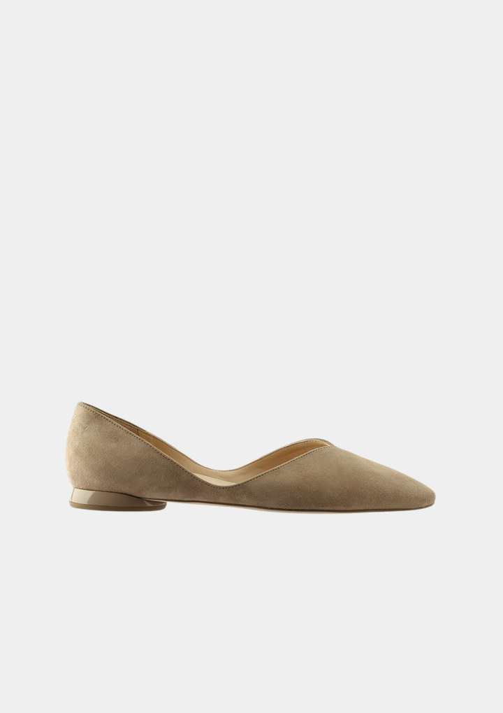 Hogl Luxurious Suede D’Orsay Pointed Toe Flats - Taupe