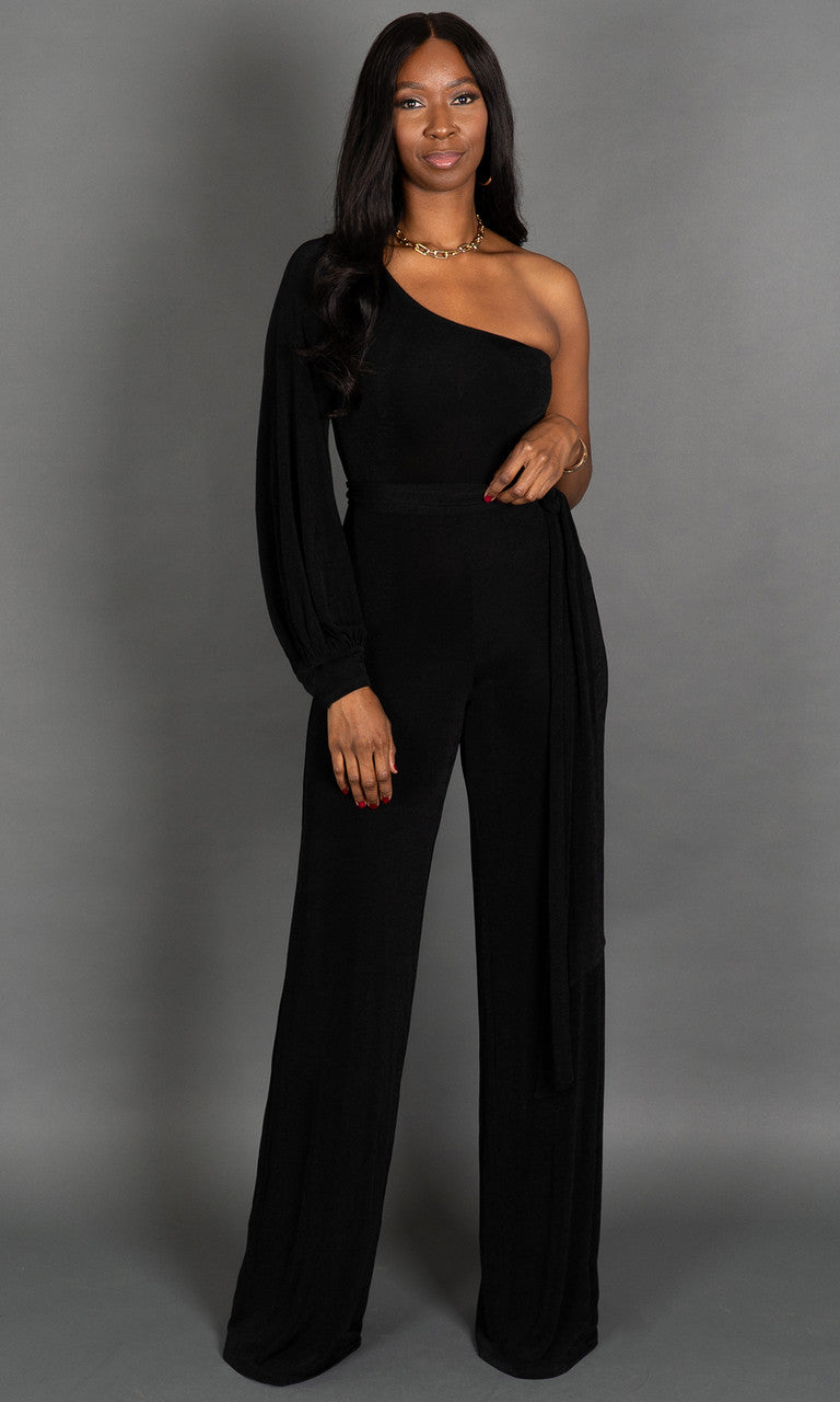 Amelia One Shoulder Jumpsuit - Black – Tall Size