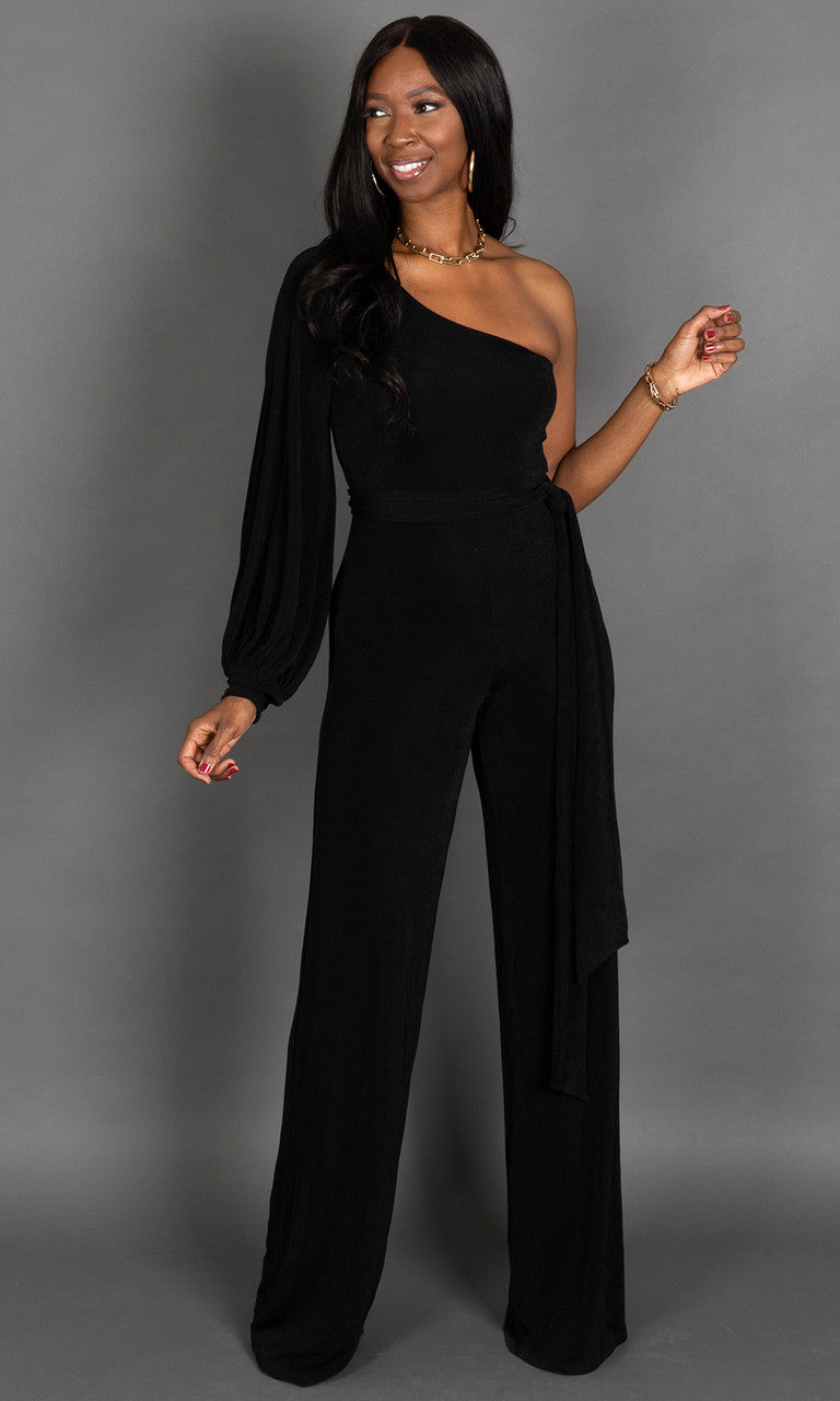 Amelia One Shoulder Jumpsuit - Black – Tall Size