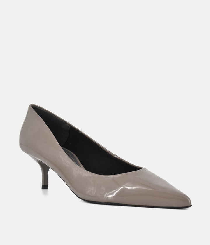 Belle & Lucy Chic Patent Kitten Heels - Grey