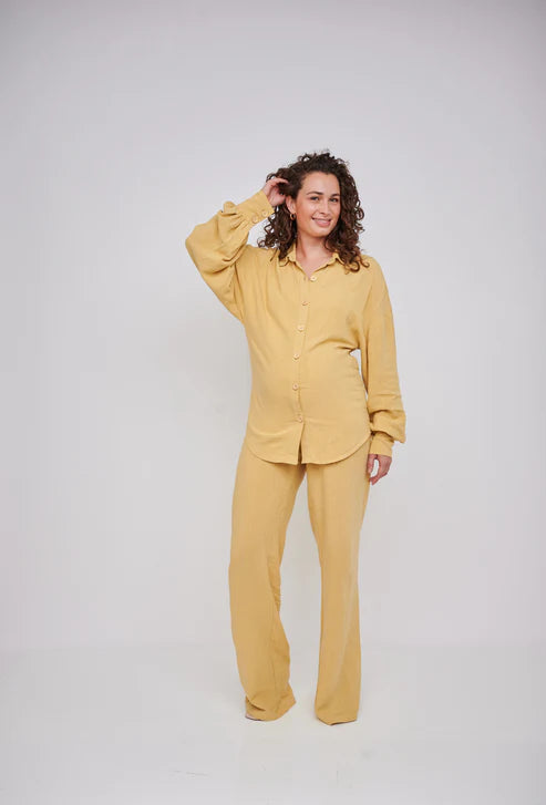 Leilani Tall Maternity Linen Trouser - Mustard Yellow (Trousers Only)