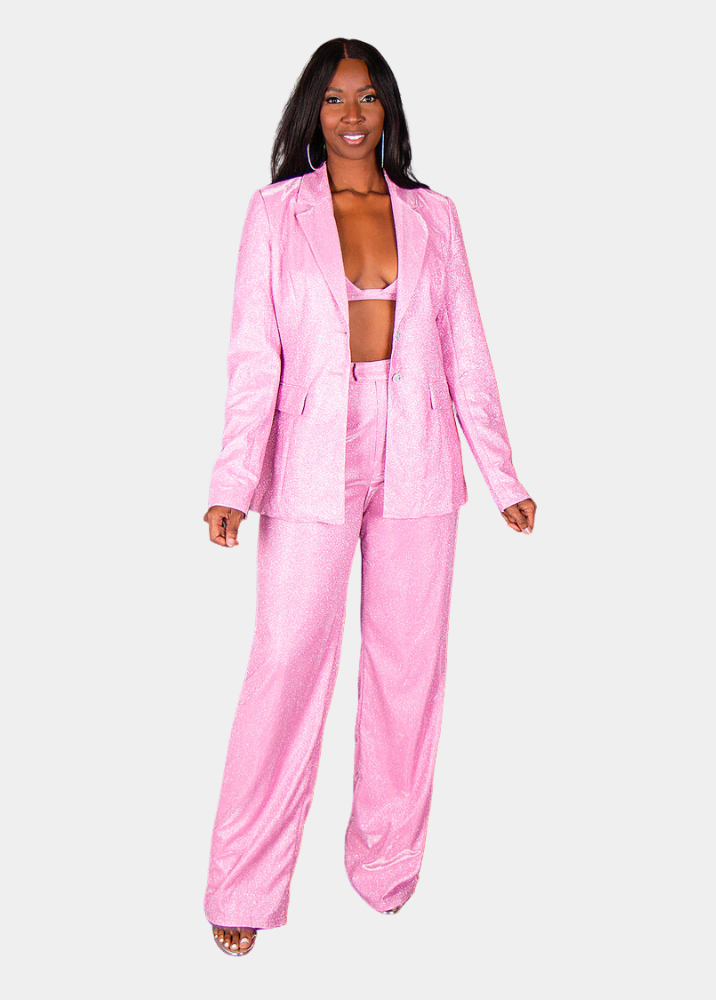 Pant Suit Sparkly Pink Pants Pink Sequin Pantsuit Belle Jumpsuit
