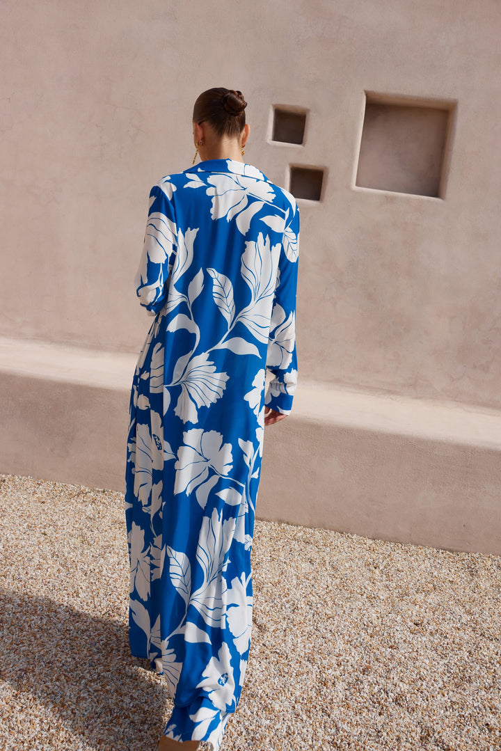Hope & Harmony Maxi Duster Coverup Coat - Blue Floral