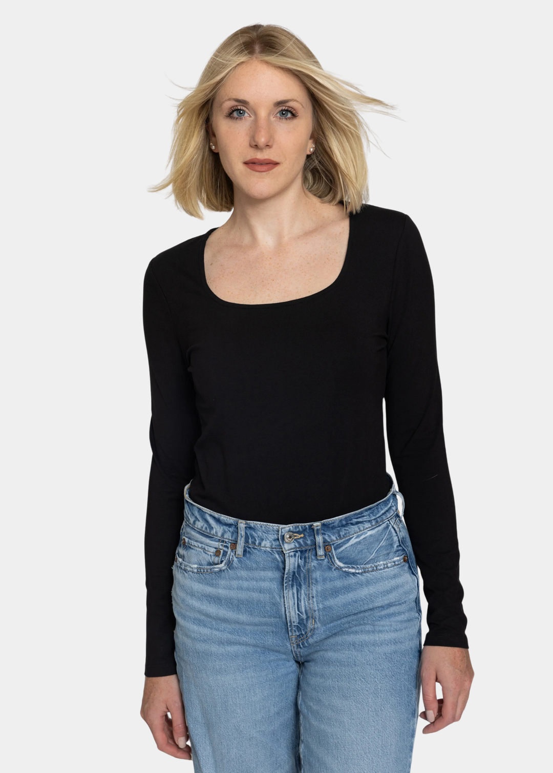 Tall Women’s Double Front Square Neck Long Sleeve Bodysuit