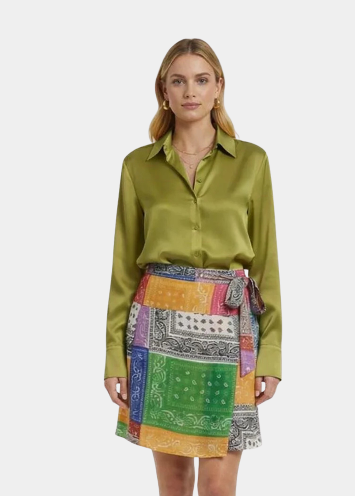 Silk Charmeuse Blouse for Tall Women - Long Sleeves & Extended Length