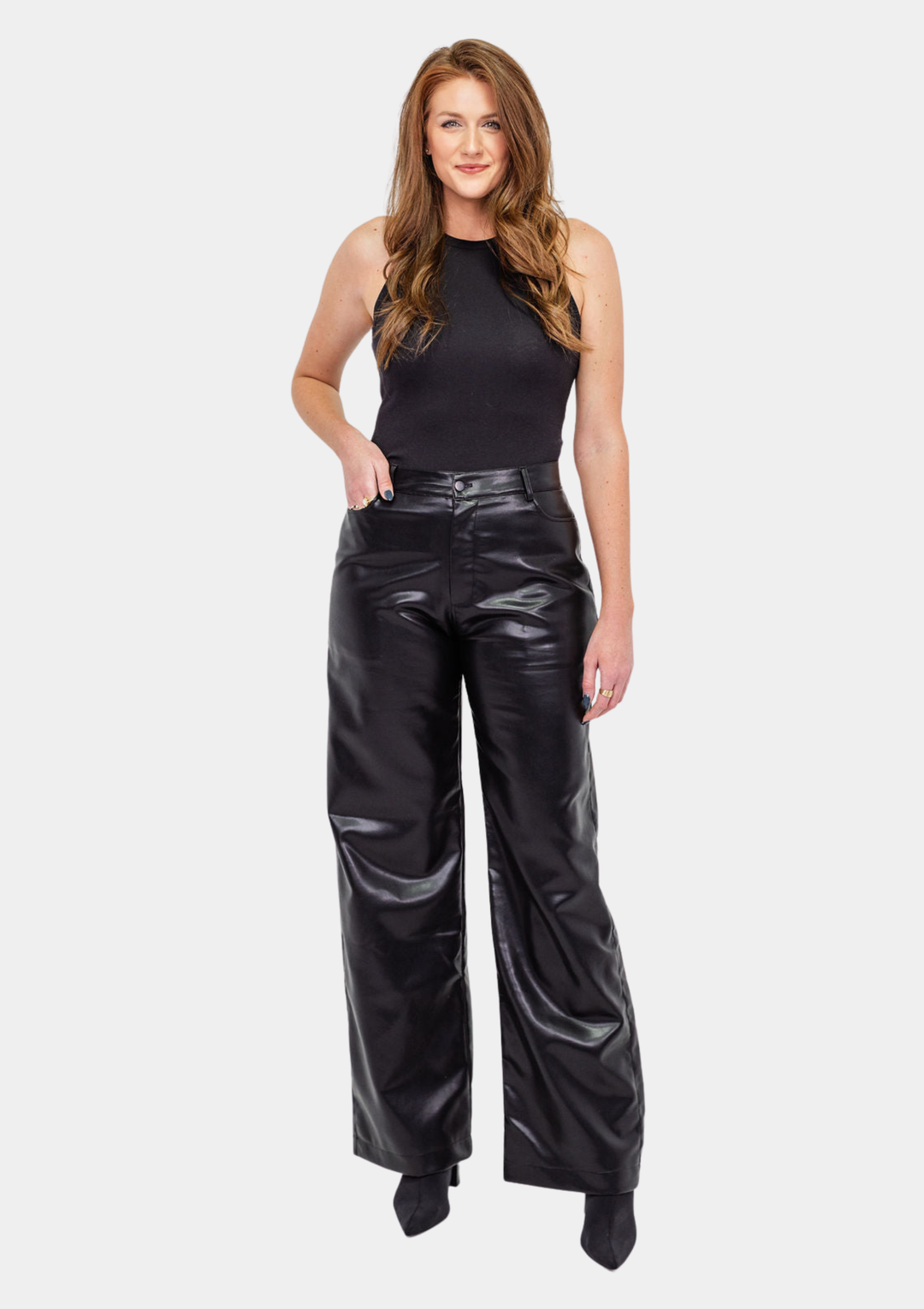 Nia Faux Leather Wide Leg Pants