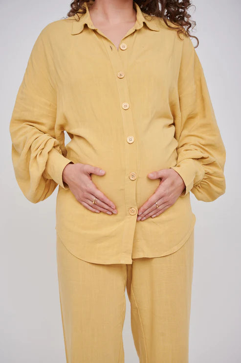 Leilani Tall Maternity Linen Trouser - Mustard Yellow (Trousers Only)