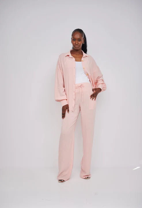 Leilani Tall Maternity Linen Shirt - Blush Pink (Shirt Only)