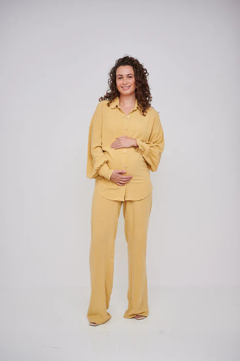 Leilani Tall Maternity Linen Trouser - Mustard Yellow (Trousers Only)