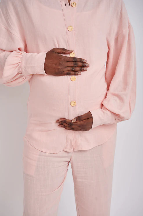 Leilani Tall Maternity Linen Shirt - Blush Pink (Shirt Only)