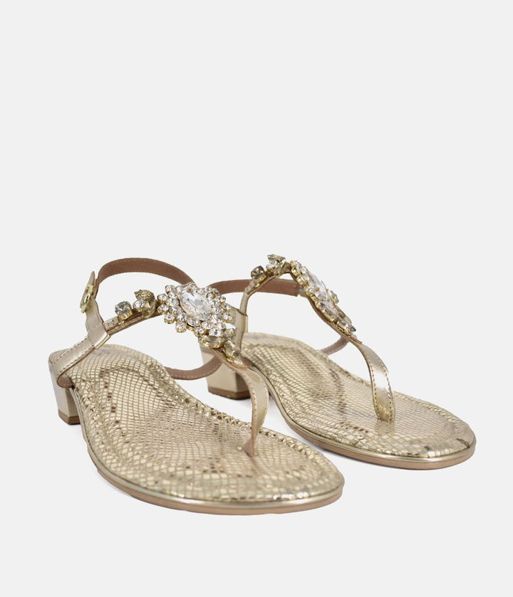 Bottega Luscious Block Heel Sandals - Gold