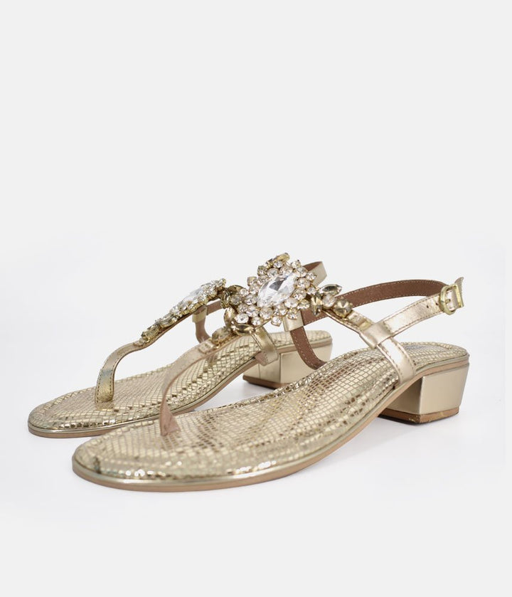 Bottega Luscious Block Heel Sandals - Gold