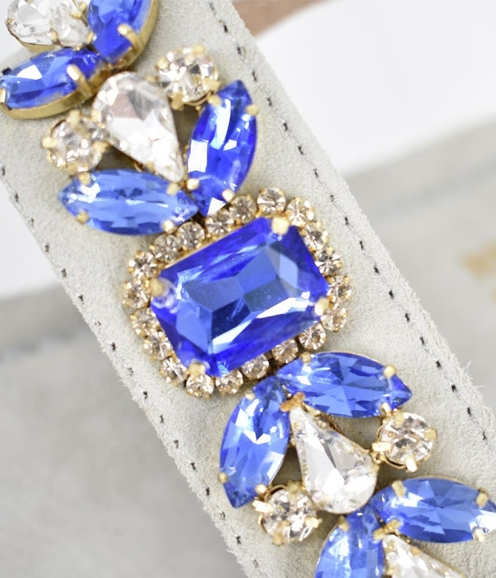 Bottega Lavish Crystal Suede Sandals - Blue