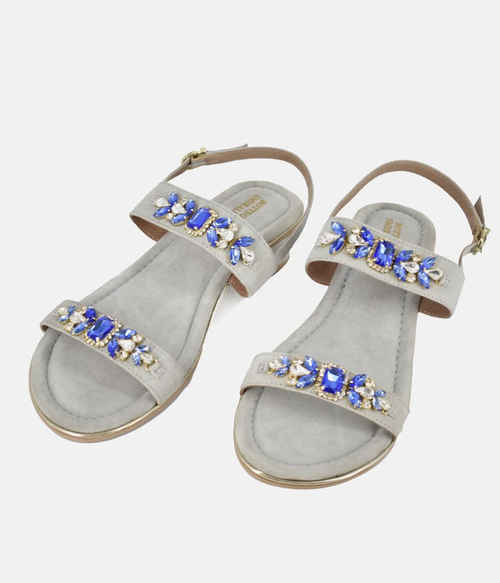 Bottega Lavish Crystal Suede Sandals - Blue