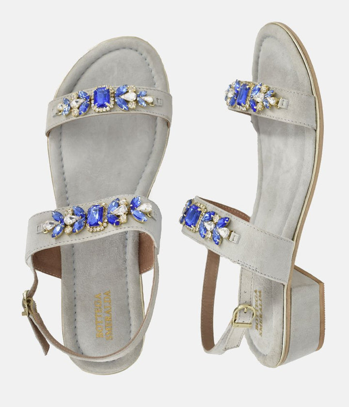 Bottega Lavish Crystal Suede Sandals - Blue
