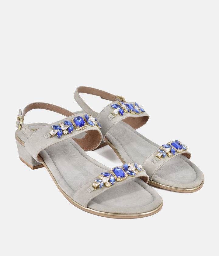 Bottega Lavish Crystal Suede Sandals - Blue