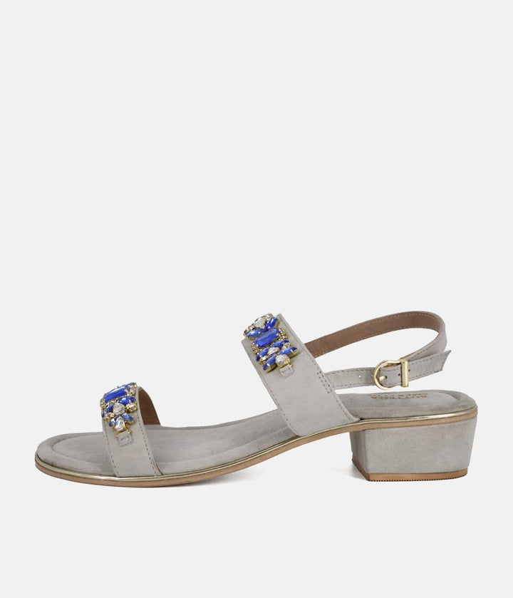 Bottega Lavish Crystal Suede Sandals - Blue