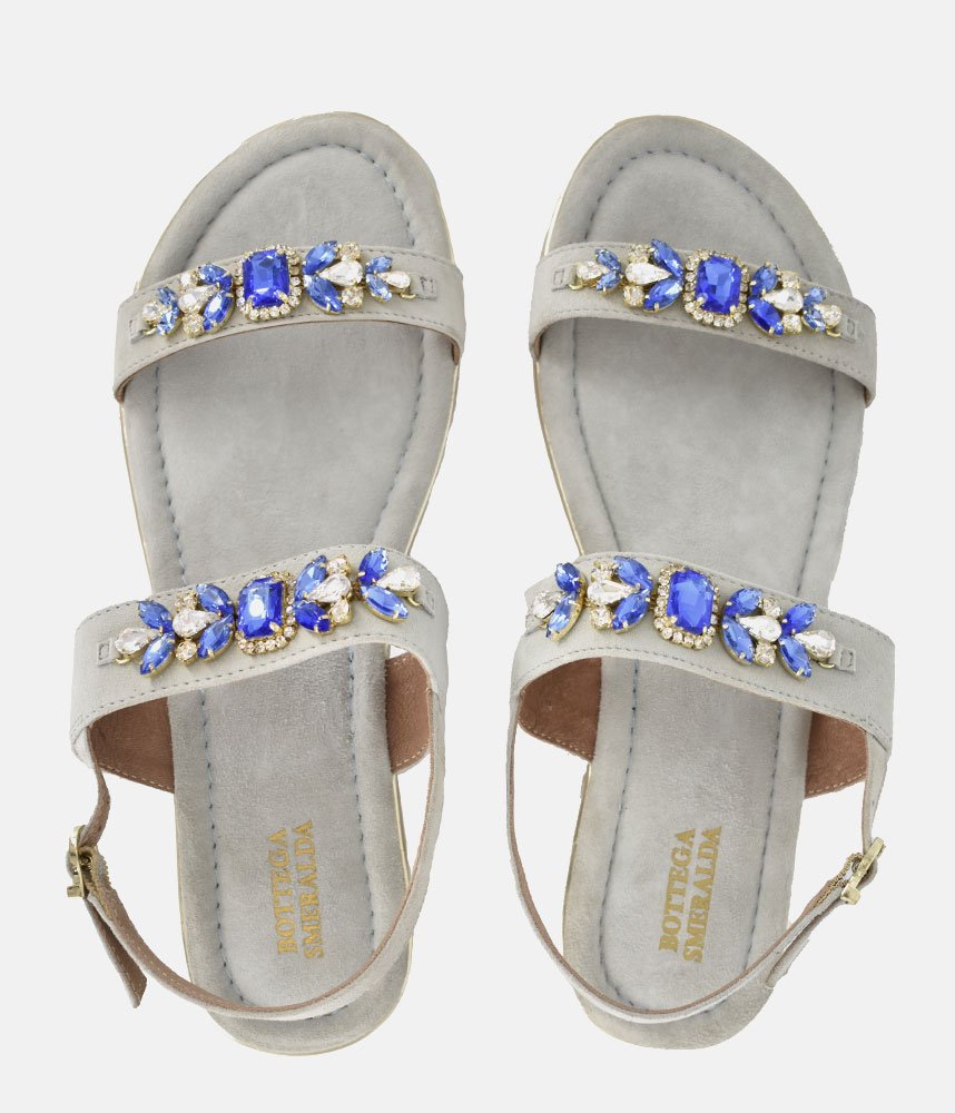 Bottega Lavish Crystal Suede Sandals - Blue