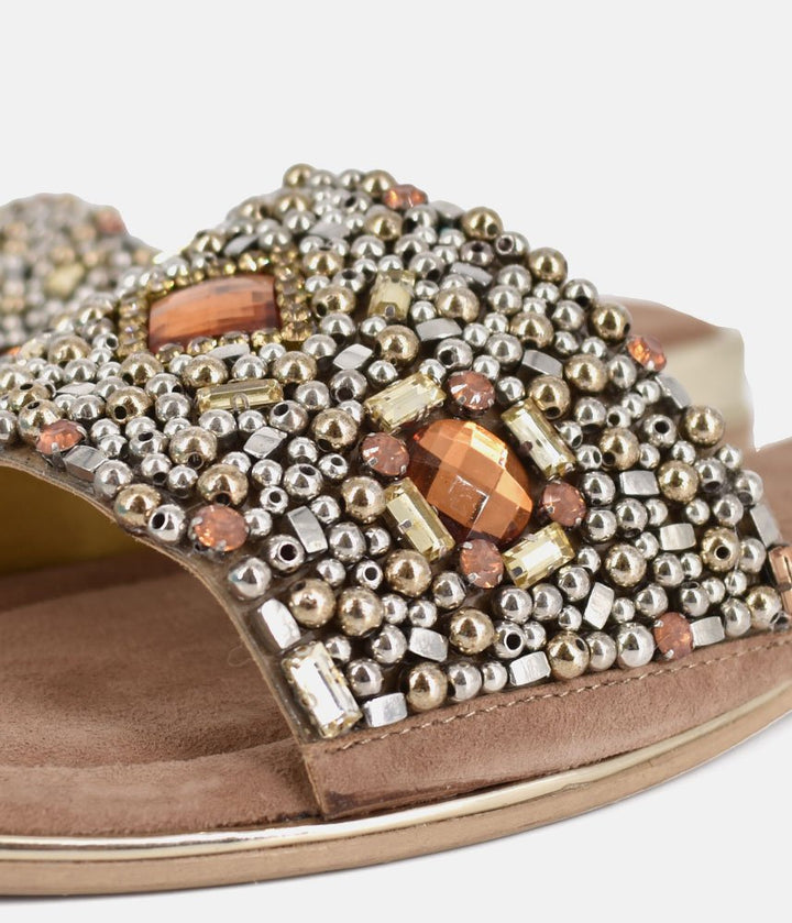 Bottega Embellished Slip On Sandal - Amber