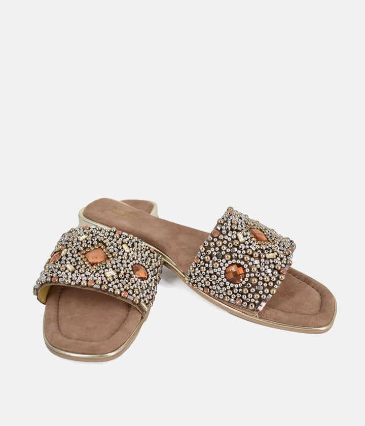Bottega Embellished Slip On Sandal - Amber