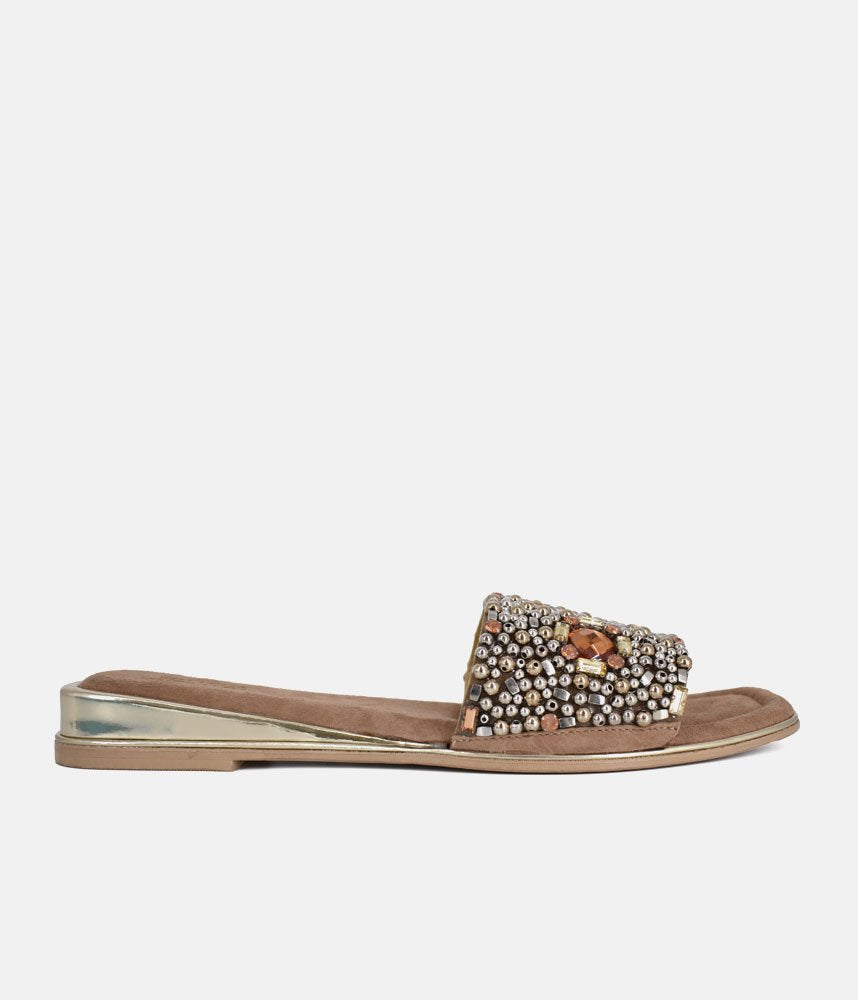 Bottega Embellished Slip On Sandal - Amber