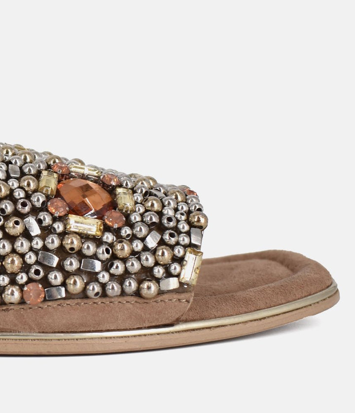 Bottega Embellished Slip On Sandal - Amber