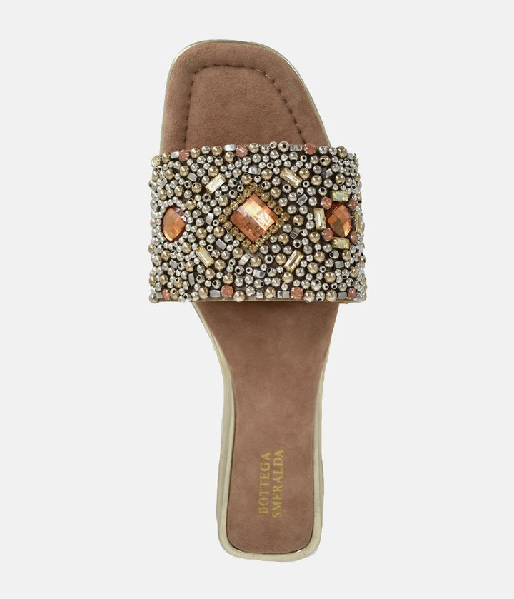 Bottega Embellished Slip On Sandal - Amber