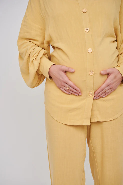 Leilani Tall Maternity Linen Trouser - Mustard Yellow (Trousers Only)