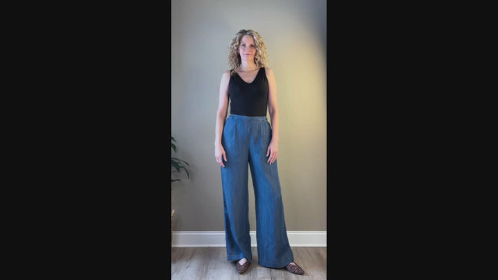 Textured Chambray Pants
