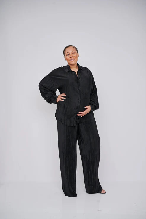 Kaia Tall Maternity Plisse Trouser - Black (Trousers Only)