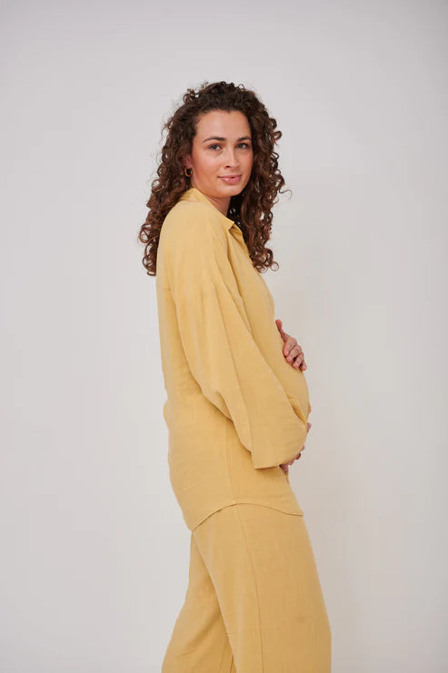 Leilani Tall Maternity Linen Trouser - Mustard Yellow (Trousers Only)