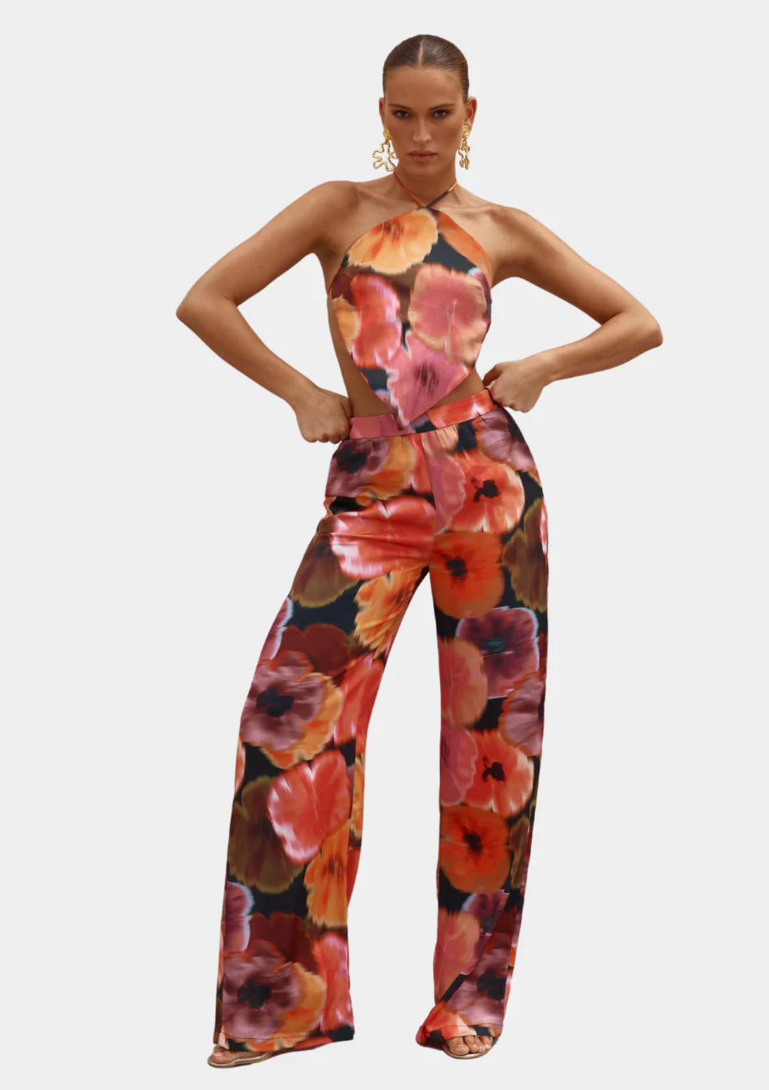 JoJo Pants - Orange Abstract Floral
