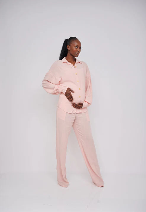 Leilani Tall Maternity Linen Trouser - Blush Pink (Trousers Only)