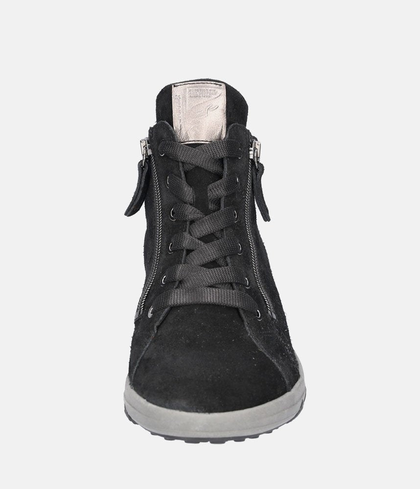 Waldlaufer Sporty Suede Hi-Top Ankle Boots - Black