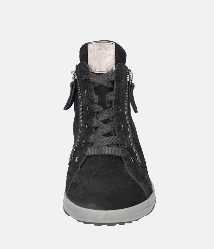 Waldlaufer Sporty Suede Hi-Top Ankle Boots - Black
