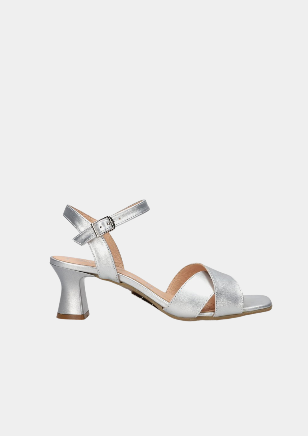 Bioeco Glamorous Leather Block Heel Sandals -  Silver